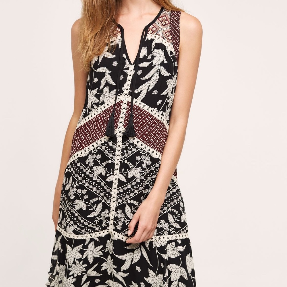 Anthropologie Floreat Floral Boho chic midi dress size 0